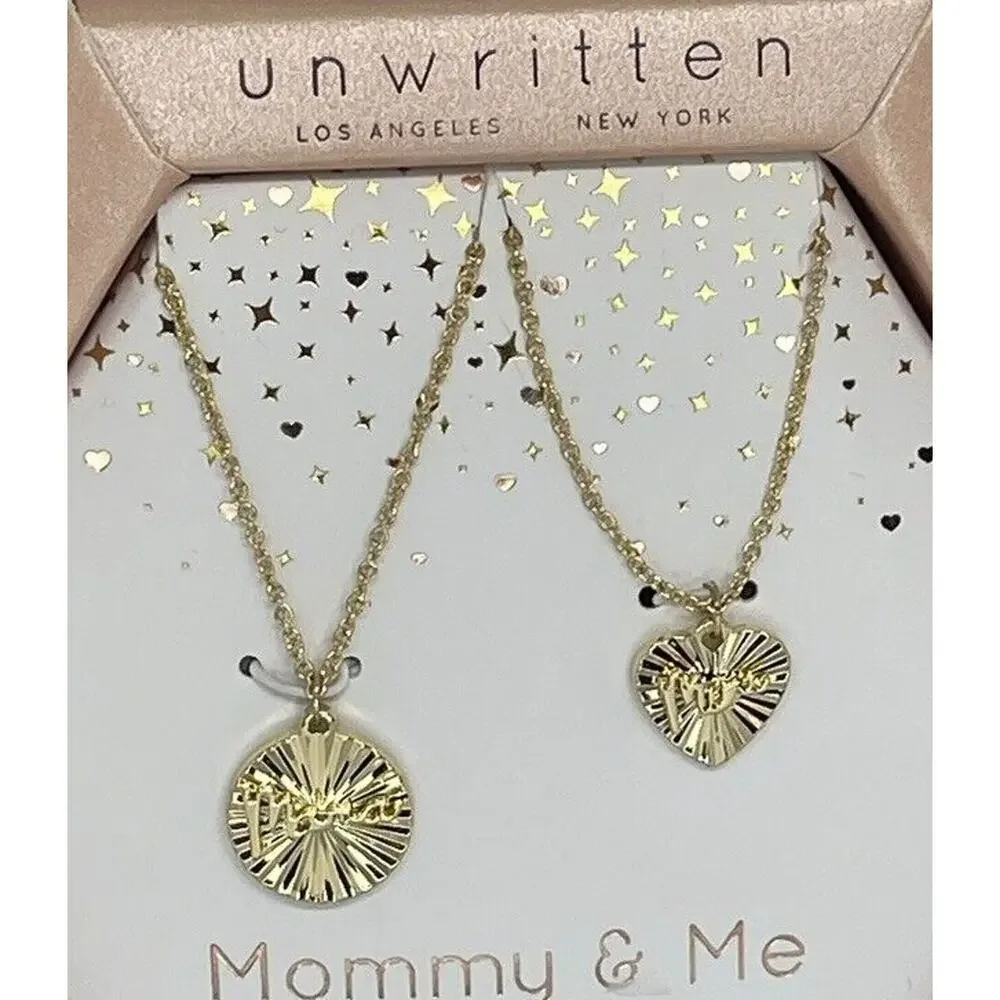 Unwritten 14K Gold Plated Mommy & Me Necklace(2 Piece Set)Gift For Mom Chic NEW